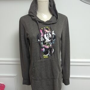 Disney Gray Hooded Sweatshirt with Cartoon Print